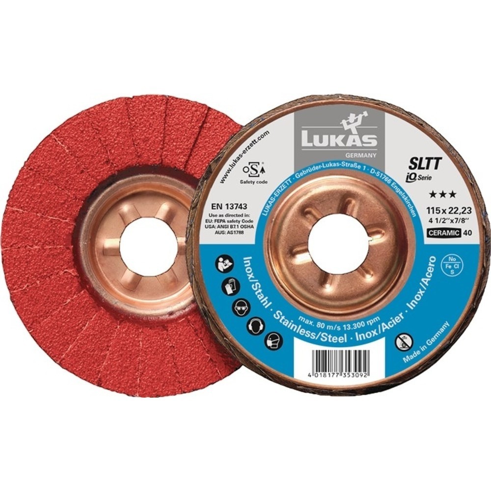 Produktabbildung: LUKAS Fächerscheibe SLTT Ceramic D.125mm K.60 fl.INOX/Stahl CO