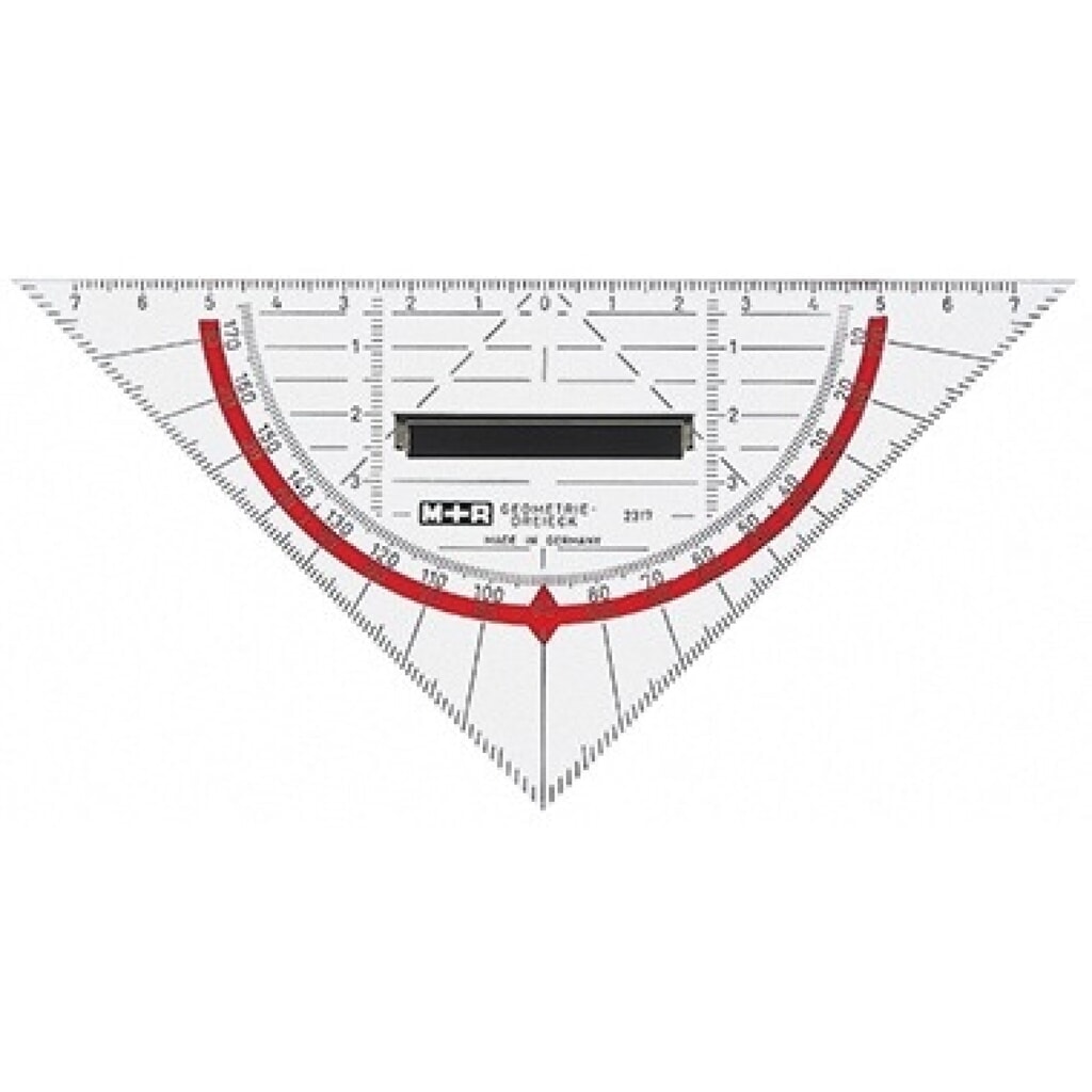 M+R Zeichendreieck 23180100 16cm Skala rot Produktabbildung: M+R Zeichendreieck 23180100 16cm Skala rot