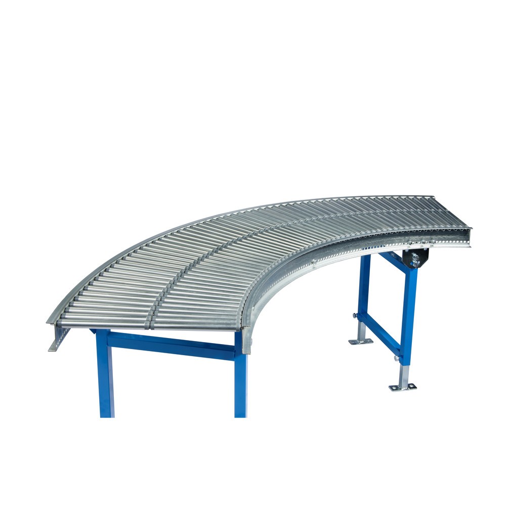 Zdjęcie produktu: BLUME mały przenośnik rolkowy, rolki z rurek stalowych Ø 20 mm, łuk 90°, oś sprężynowa, szerokość toru 500 mm
