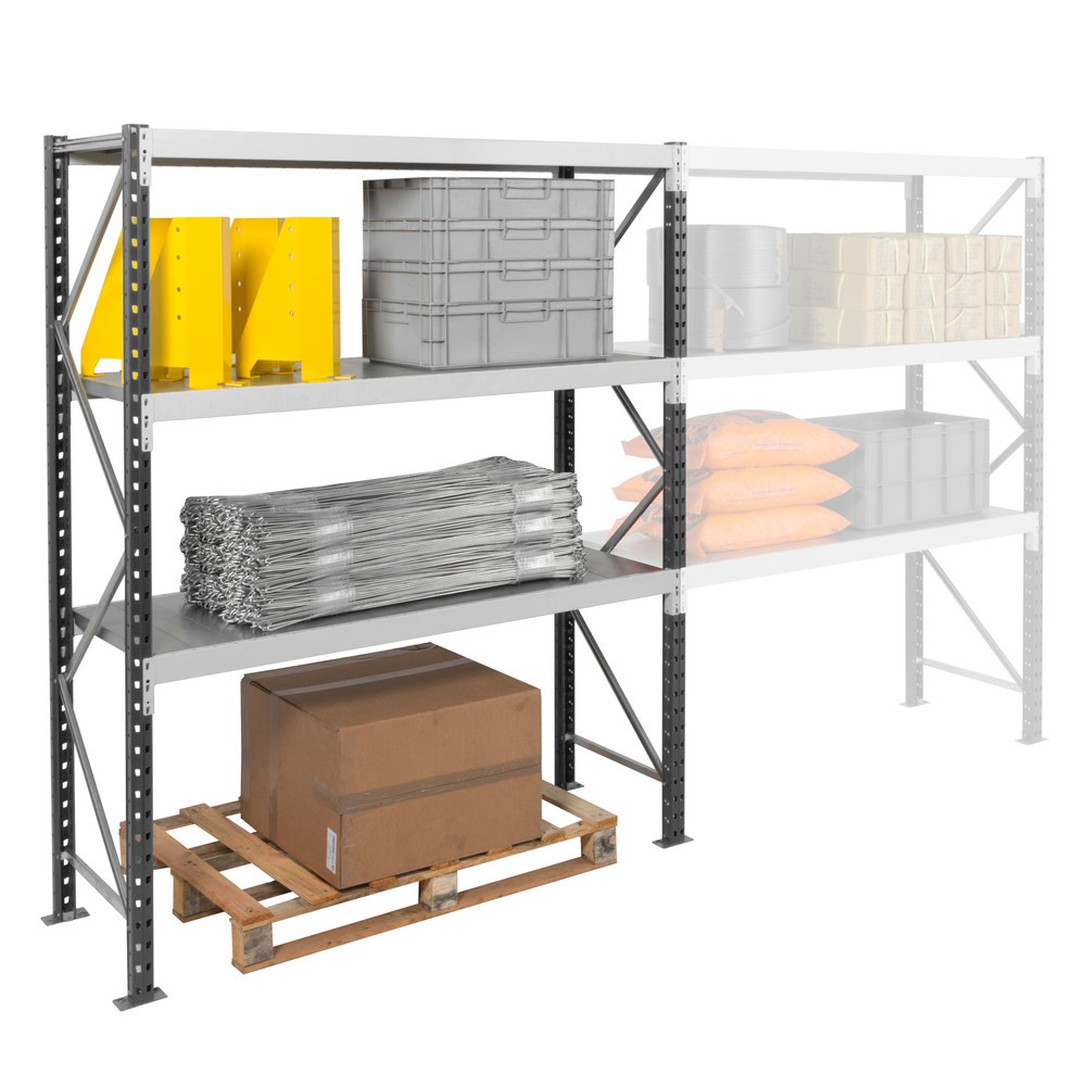 Número de imagen del producto 5: Estantería ancha ManOrga, con balda de paneles de acero, módulo adicional, carga por estante 710 kg, 2.500 x 2.250 x 600 mm (alto x ancho x fondo)