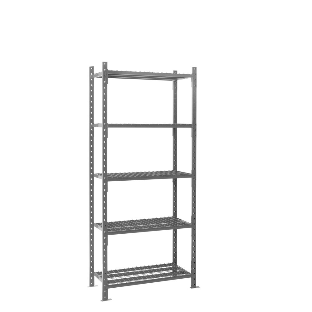 Produktabbildung: ManOrga Fachbodenregal graphitgrau mit Gitterböden, Fachlast 500 kg, HxBxT 2.500 x 1.050 x 510 mm