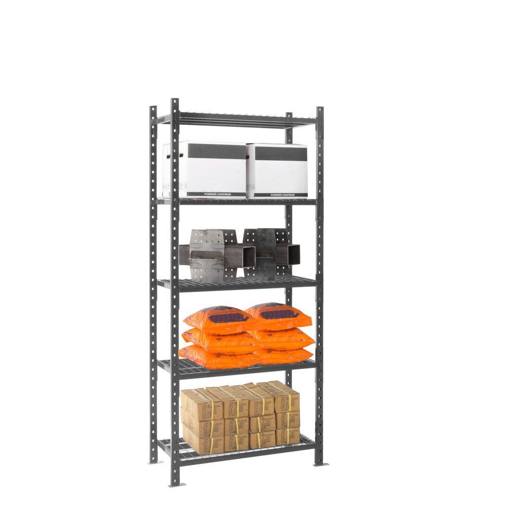 N° de l'image du produit 9 : ManOrga Rayonnage à tablettes gris graphite avec tablettes en tube d'acier, charge par tablette 460 kg, HxlxP 3 000 x 1 300 x 510 mm