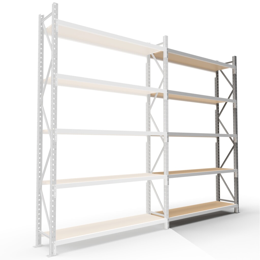 ManOrga Weitspannregal, mit Spanplatten, AF, HxBxT 3.000 x 2.700 x 800 mm Produktabbildung: ManOrga Weitspannregal, mit Spanplatten, AF, HxBxT 3.000 x 2.700 x 800 mm