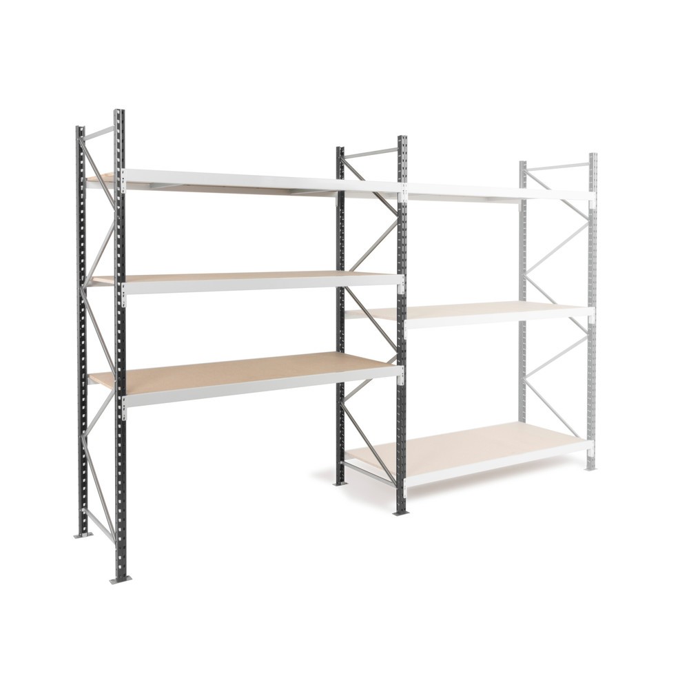 Produktabbildung Nr. 1: ManOrga Weitspannregal, mit Spanplatten, GF, graphitgrau/lichtgrau, HxBxT 2.000 x 1.250 x 600 mm
