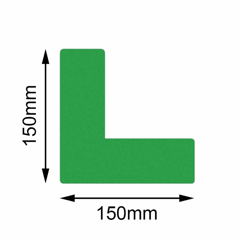Immagine del prodotto: Marcatore da pavimento Mehlhose Safety angolo, verde, 150 x 150 mm, 10 pz./SU