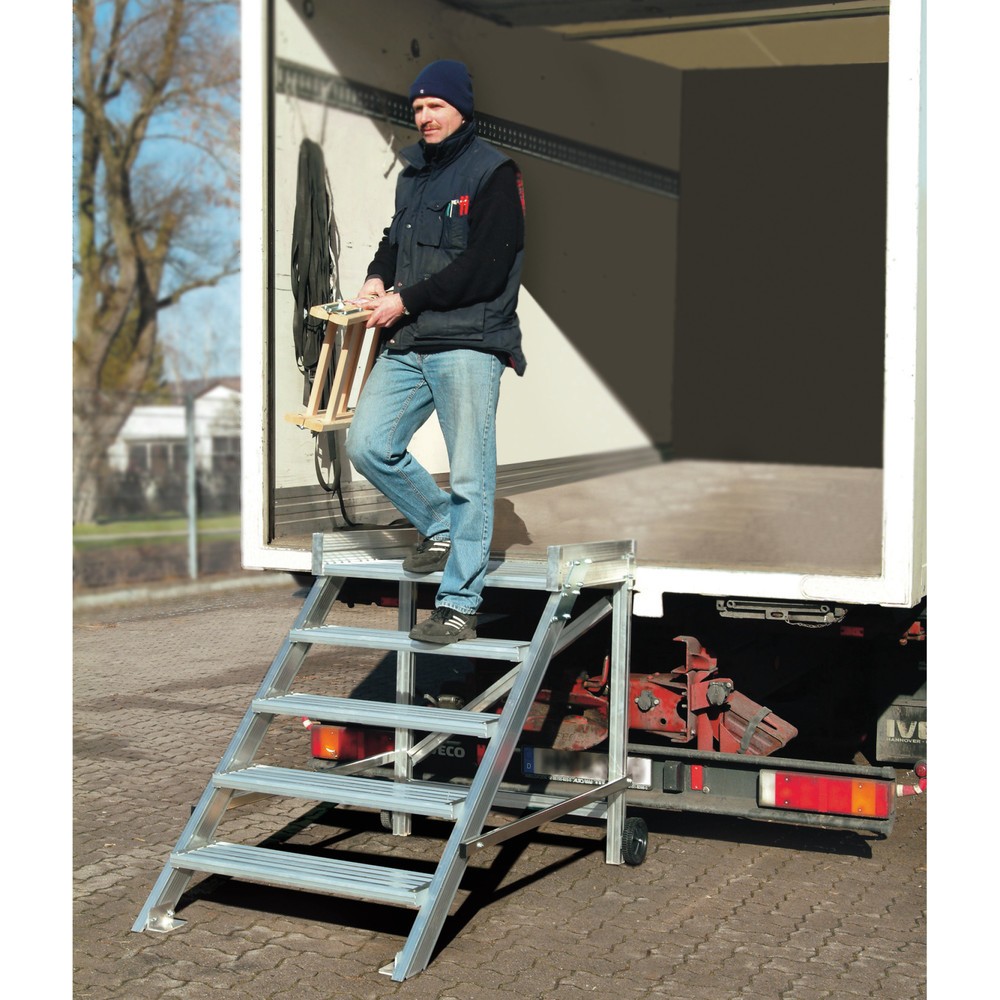 Illustration du produit: Échelle plate-forme KRAUSE®, mobile, largeur des marches 600 mm, hauteur déployée 0,40 m