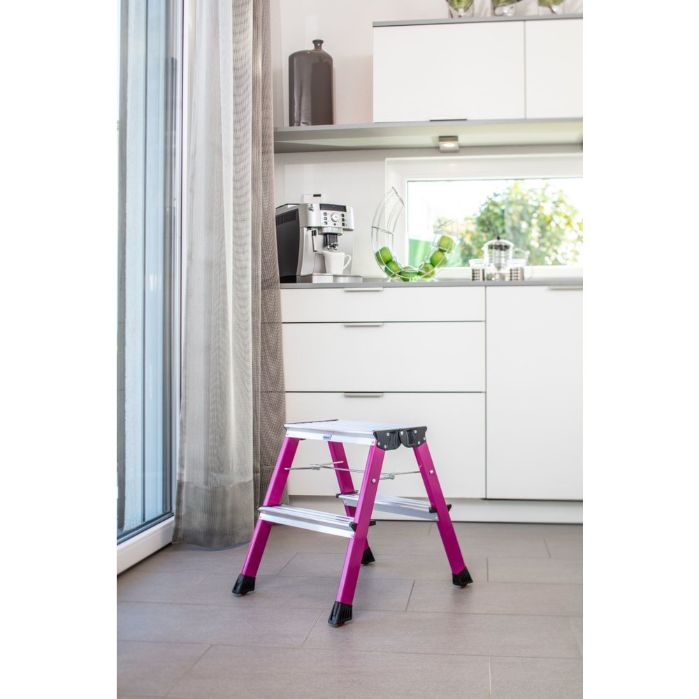 N° de l'image du produit 2 : Marchepied pliant KRAUSE® Rolly 2x2 marches rose
