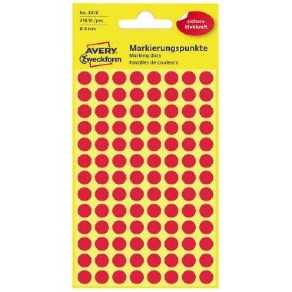 Produktabbildung: Avery Zweckform Markierungspunkt 3010 8mm rot 416 St./Pack.