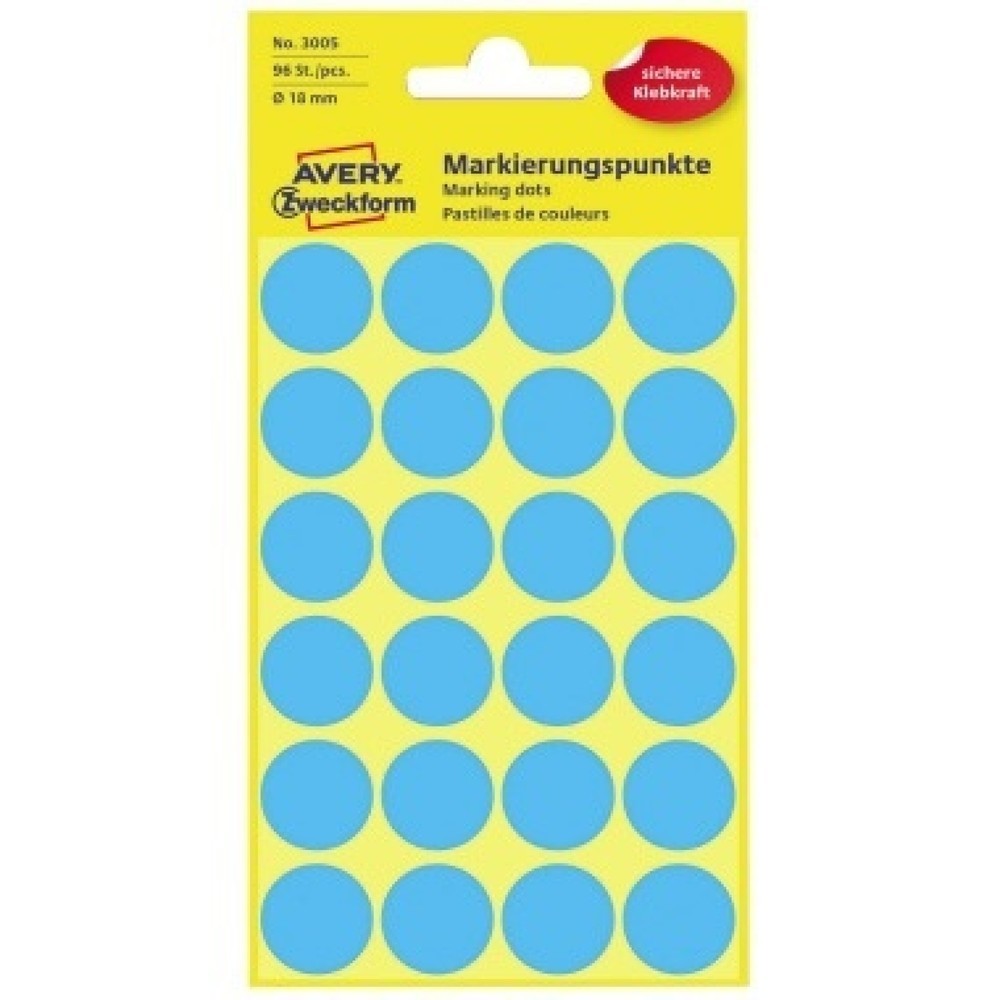 Produktabbildung: Avery Zweckform Markierungspunkt 3005 18mm blau 96 St./Pack.