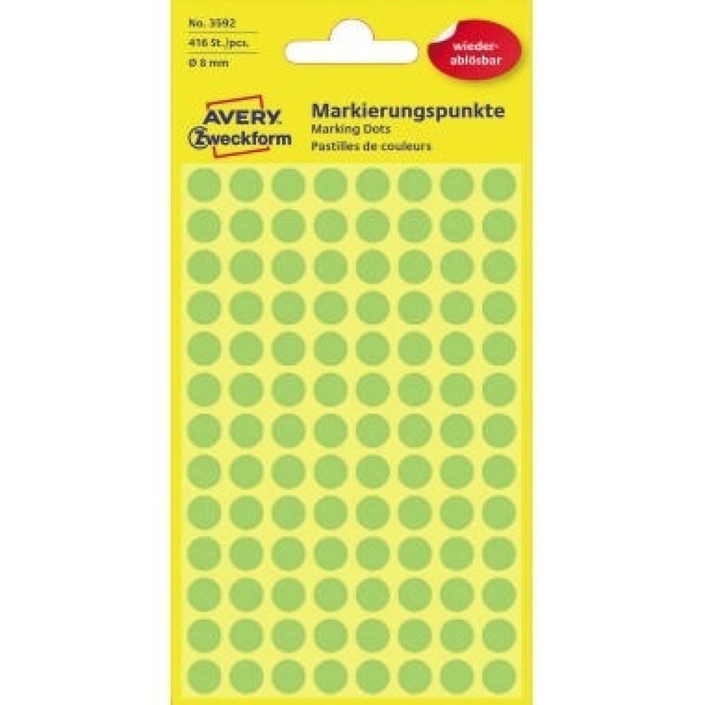 Produktabbildung: Avery Zweckform Markierungspunkt 3592 8mm grün 416 St./Pack.