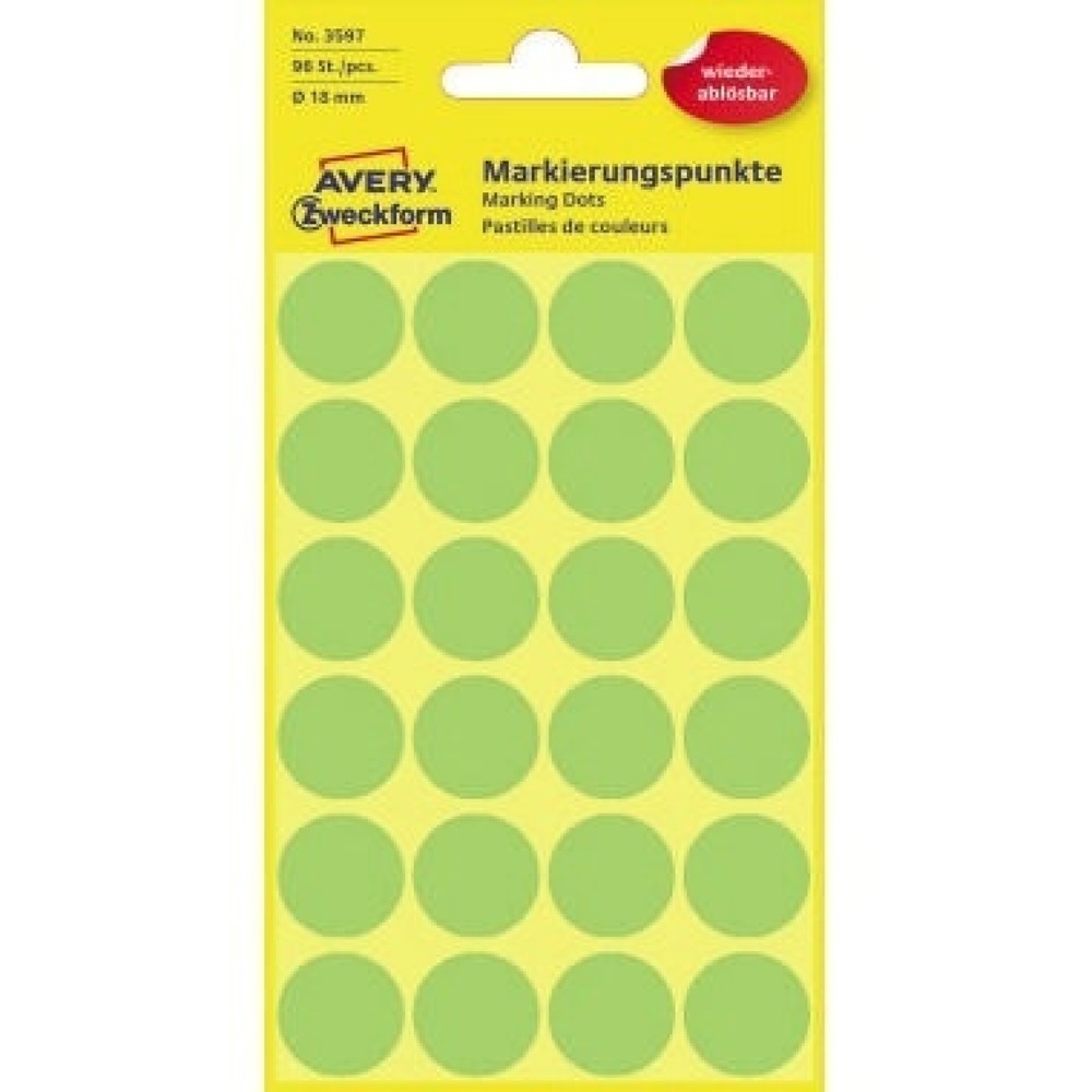 Produktabbildung: Avery Zweckform Markierungspunkt 3597 18mm grün 96 St./Pack.