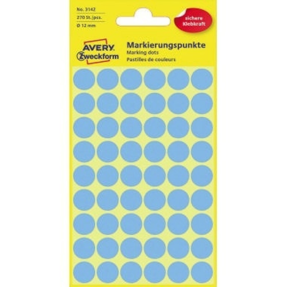 Produktabbildung: Avery Zweckform Markierungspunkt 3142 12mm blau 270 St./Pack.