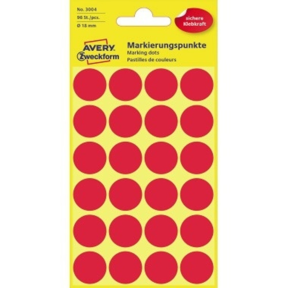 Produktabbildung: Avery Zweckform Markierungspunkt 3004 18mm rot 96 St /Pack.