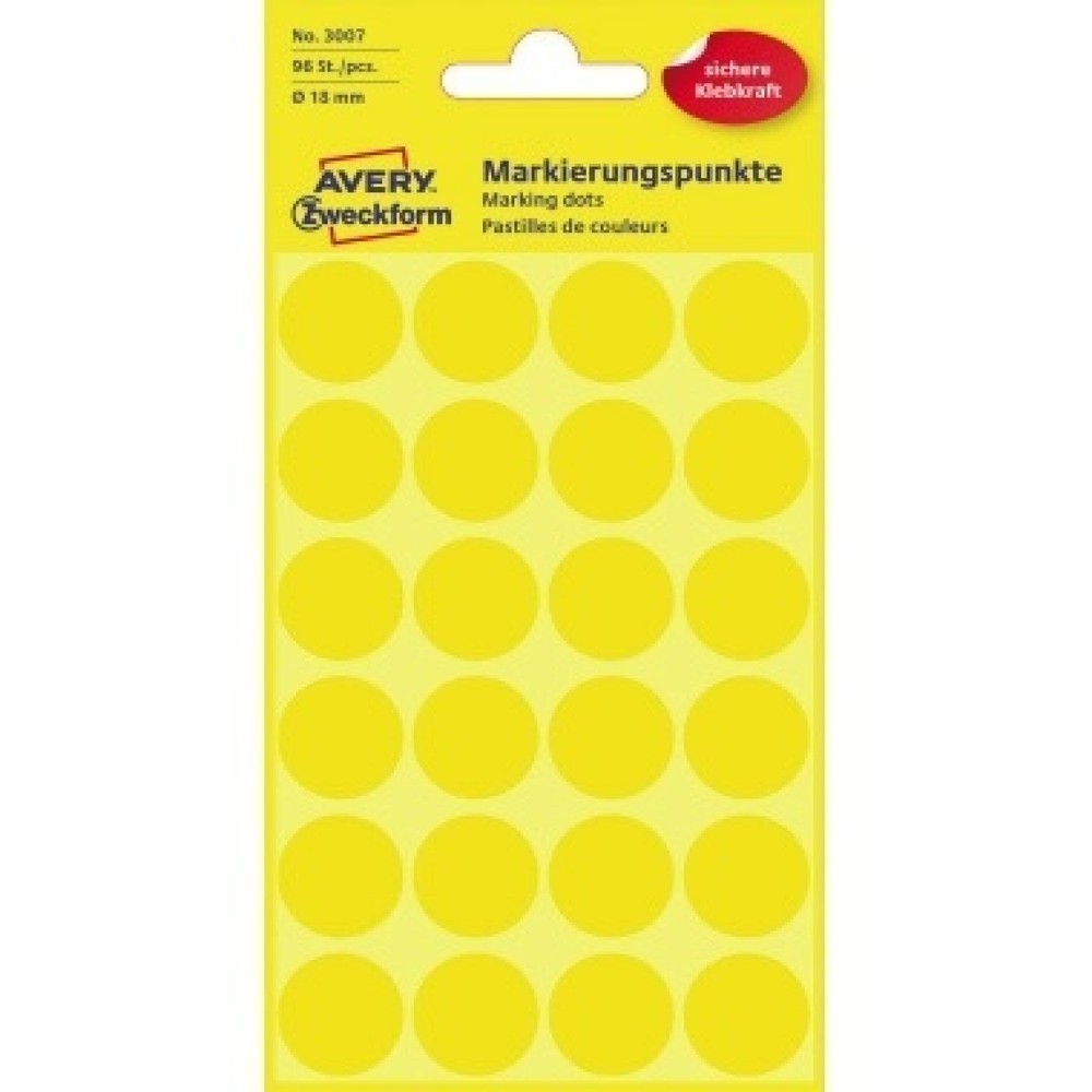 Produktabbildung: Avery Zweckform Markierungspunkt 3007 18mm gelb 96 St./Pack.