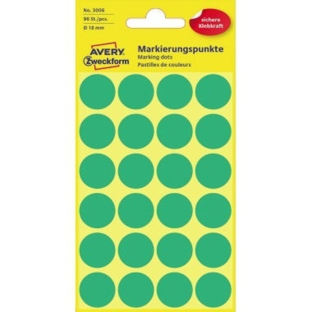 Produktabbildung: Avery Zweckform Markierungspunkt 3006 18mm grün 96 St./Pack