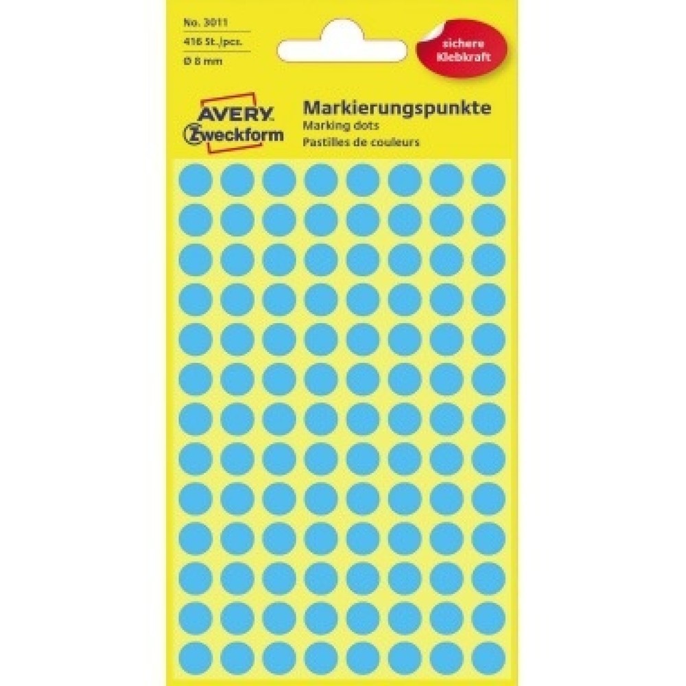 Produktabbildung: Avery Zweckform Markierungspunkt 3011 8mm blau 416 St./Pack.