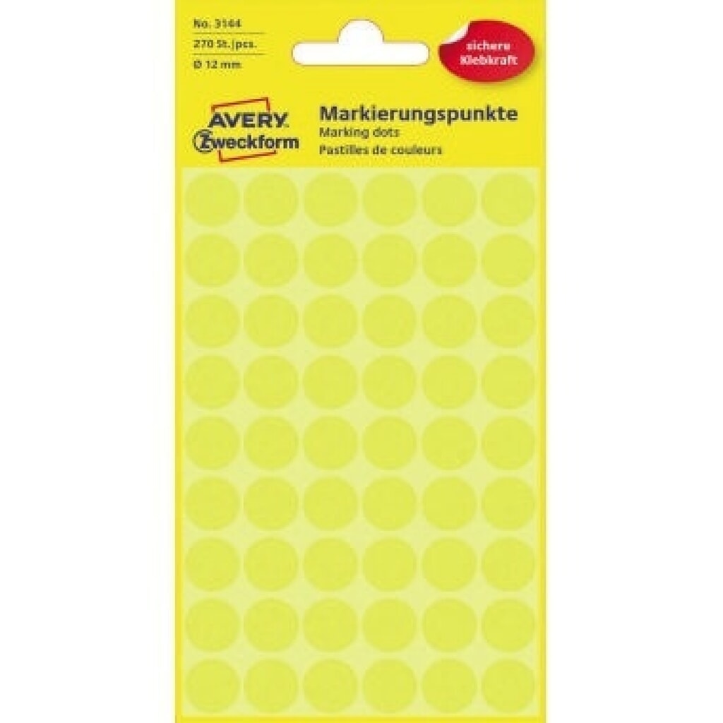 Produktabbildung: Avery Zweckform Markierungspunkt 3144 12mm gelb 270 St./Pack.