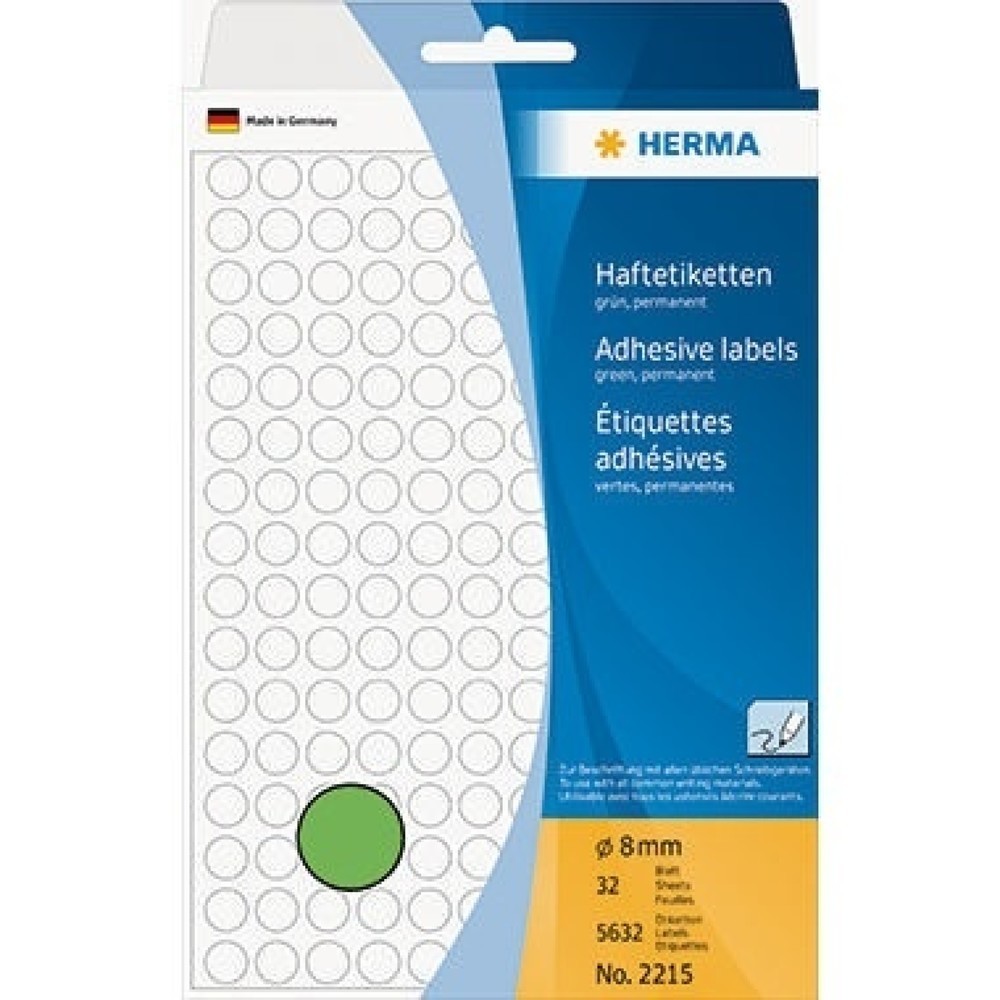 HERMA Markierungspunkt 2215 8mm Papier grün 5.632 St./Pack. Produktabbildung: HERMA Markierungspunkt 2215 8mm Papier grün 5.632 St./Pack.