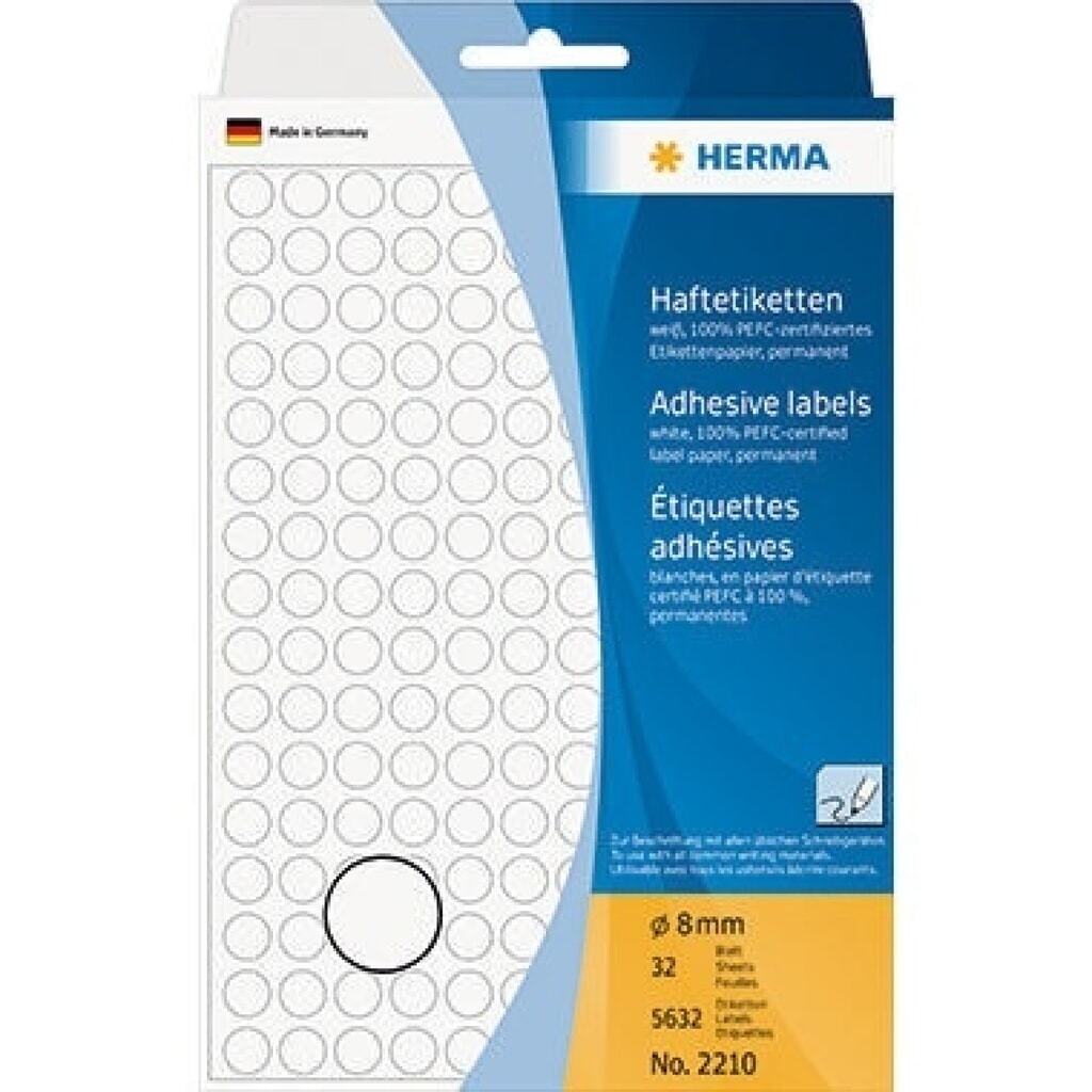 Produktabbildung: HERMA Markierungspunkt 2210 8mm Papier weiß 5.632 St./Pack.