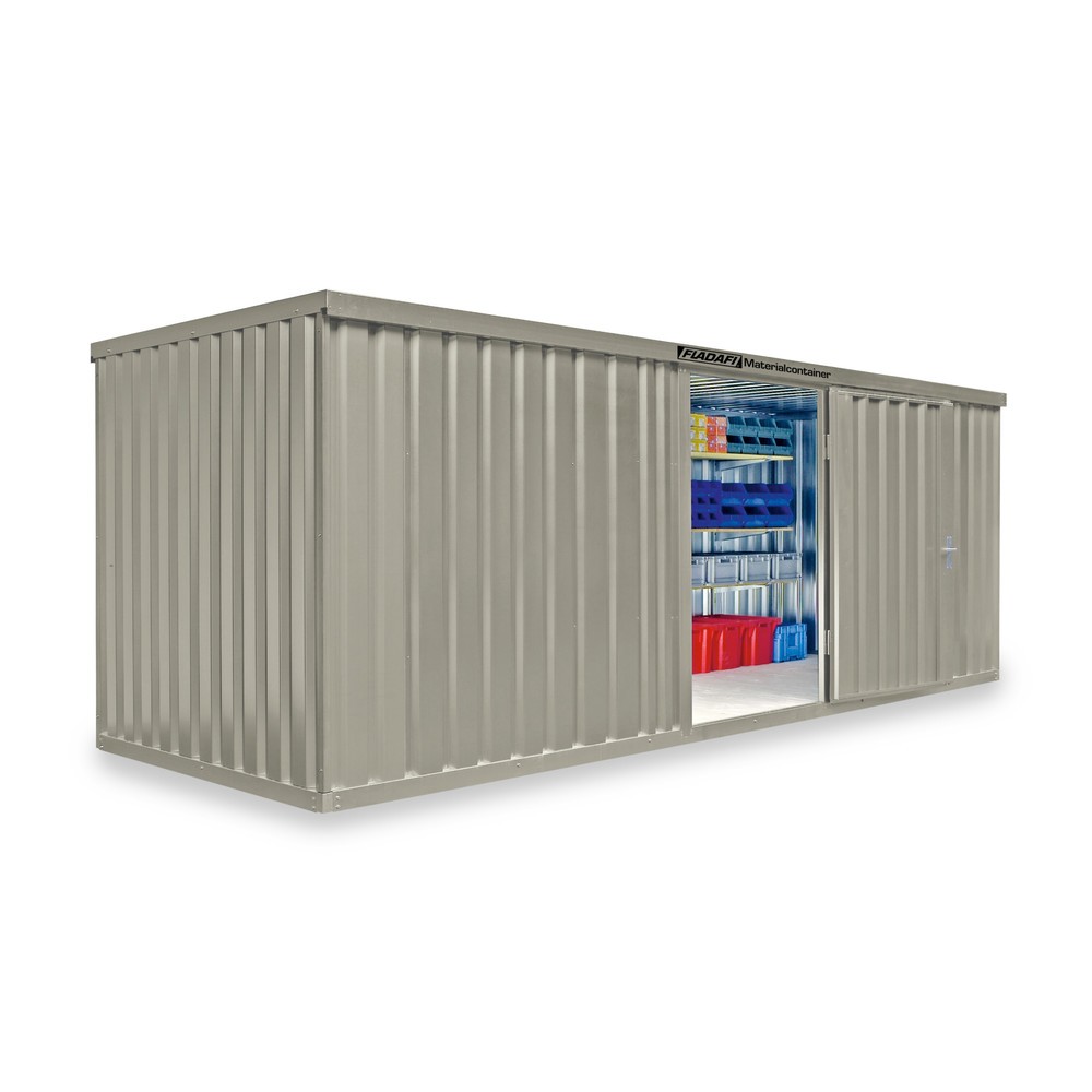 Product afbeelding: FLADAFI® materiaalcontainer als enkele module, geverfd, hxbxd 2.150 x 6.080 x 2.170 mm, gemonteerd, houten vloer, grijswit