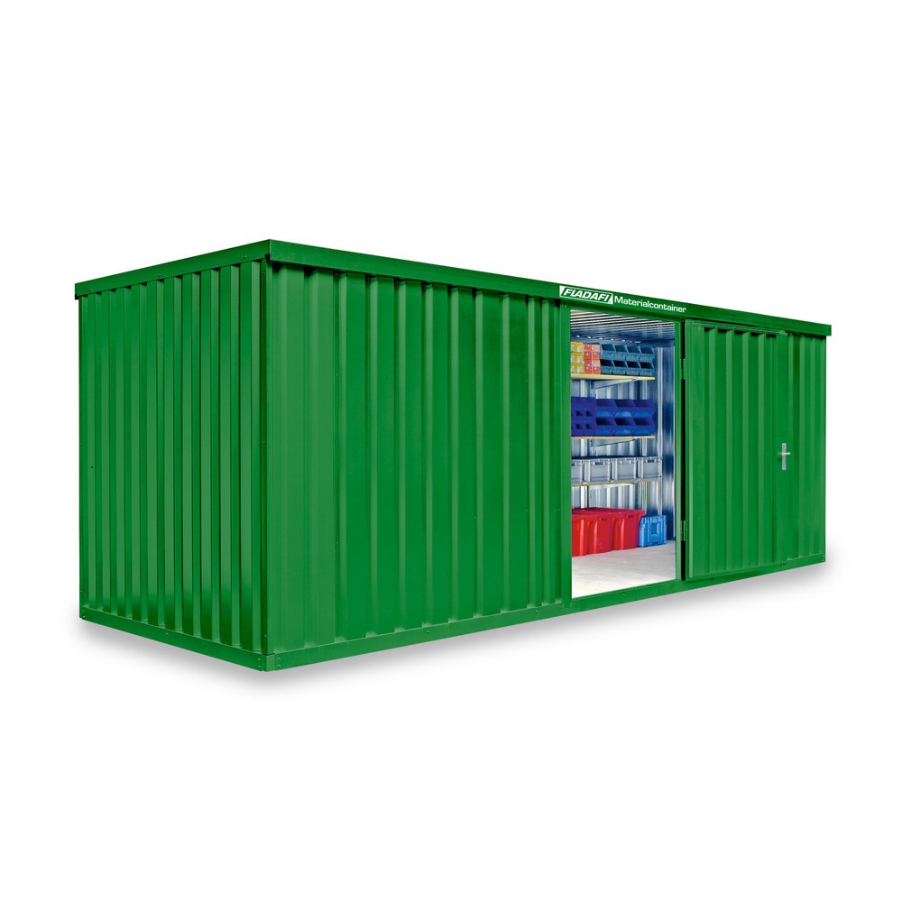 Product afbeelding: FLADAFI® materiaalcontainer als enkele module, geverfd, hxbxd 2.150 x 6.080 x 2.170 mm, gemonteerd, houten vloer, grasgroen
