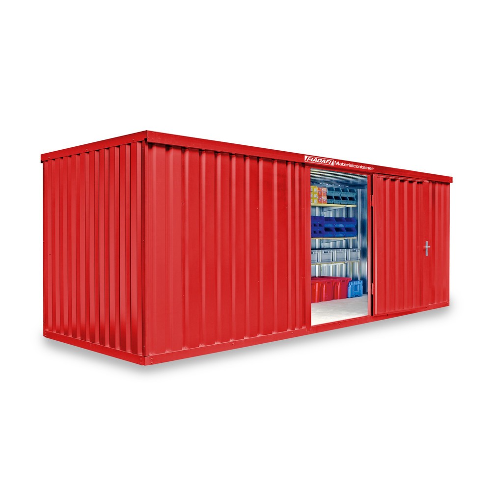 Product afbeelding: FLADAFI® materiaalcontainer als enkele module, geverfd, hxbxd 2.150 x 6.080 x 2.170 mm, gemonteerd, houten vloer, vuurrood