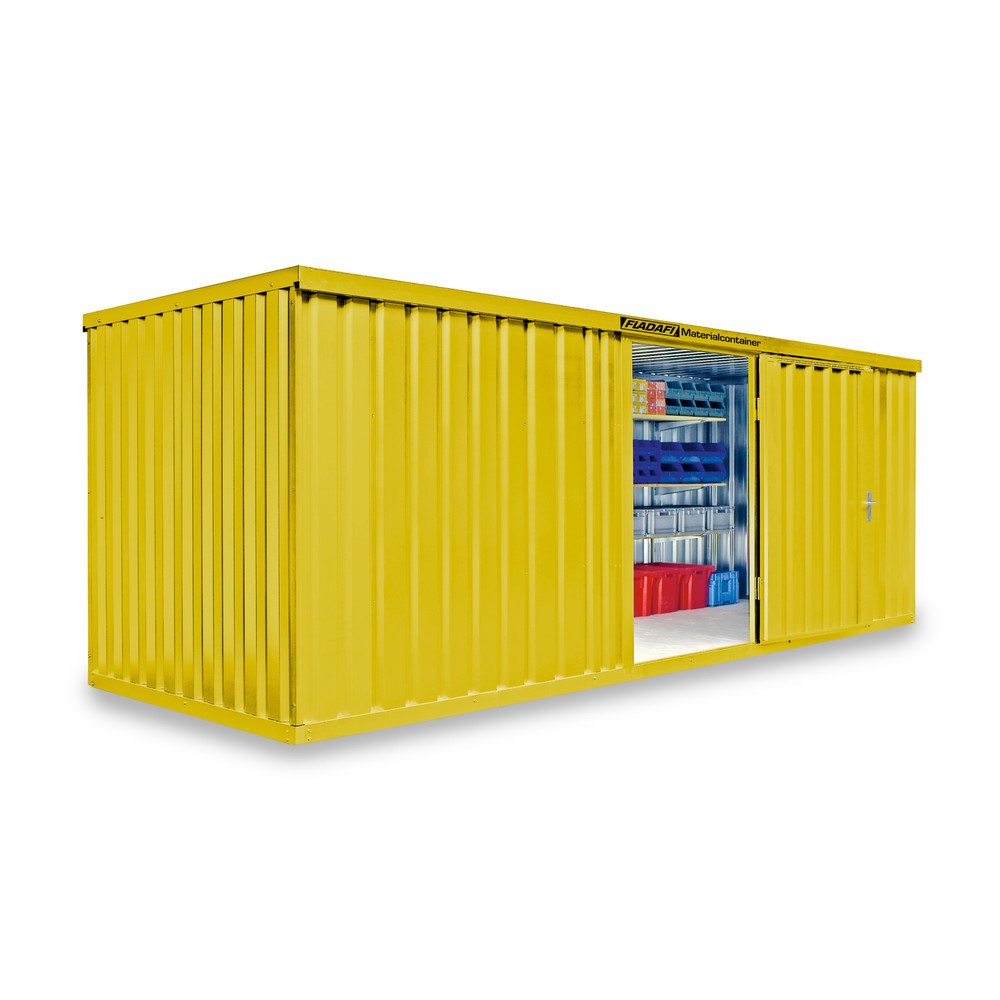 Product afbeelding: FLADAFI® materiaalcontainer als enkele module, geverfd, hxbxd 2.150 x 6.080 x 2.170 mm, gemonteerd, houten vloer, signaalgeel