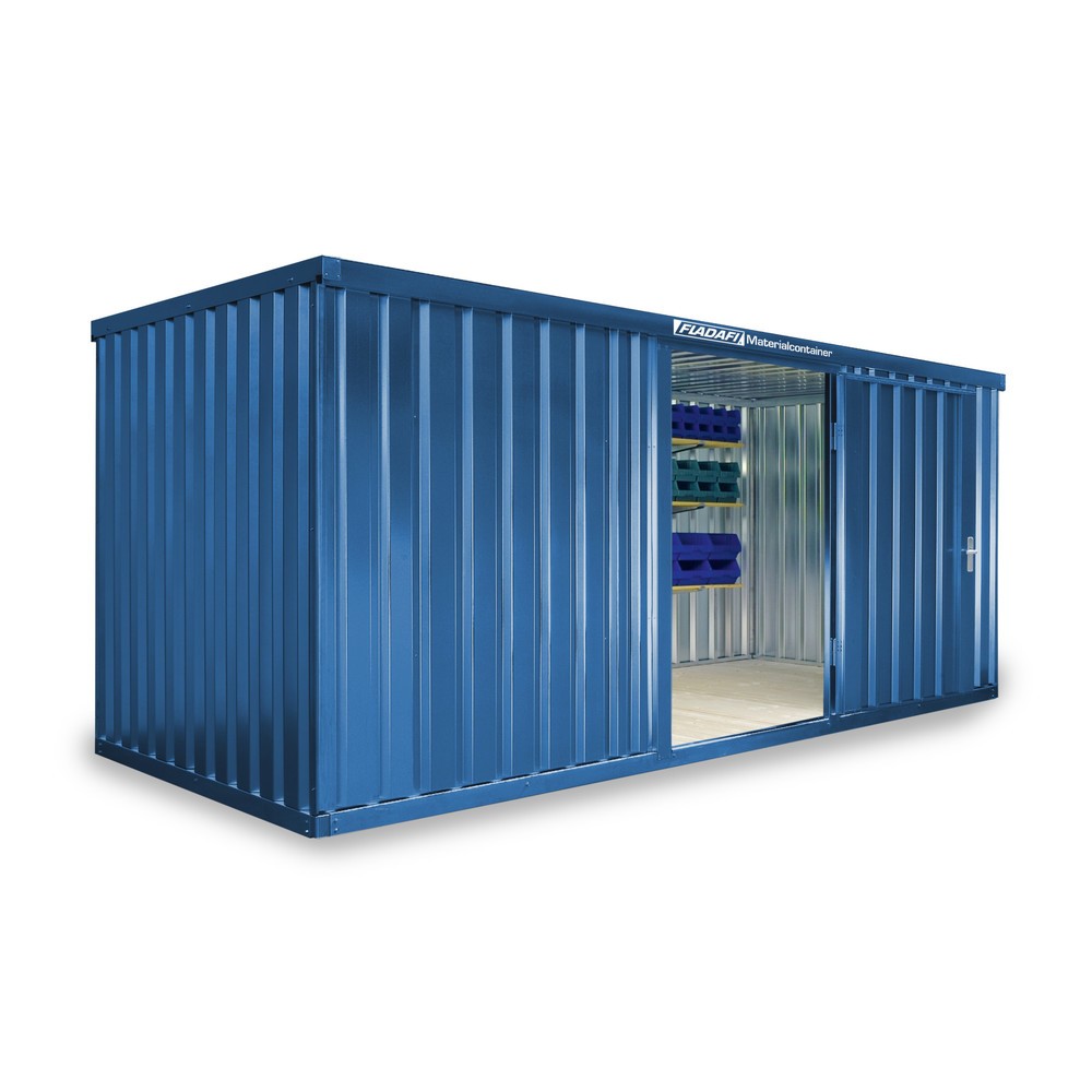 Product afbeelding: FLADAFI® materiaalcontainer als enkele module, geverfd, hxbxd 2.150 x 5.080 x 2.170 mm, gemonteerd, houten vloer, gentiaanblauw
