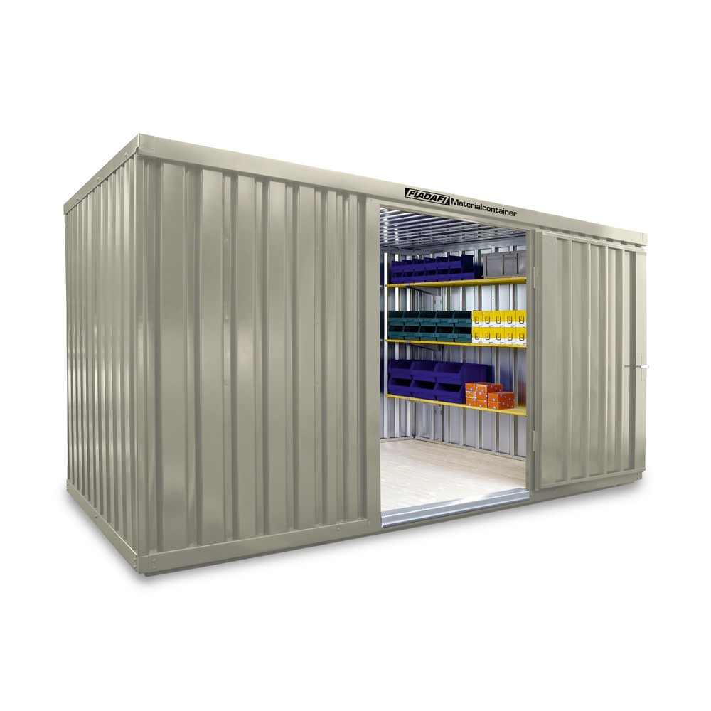 Product afbeelding: FLADAFI® materiaalcontainer als enkele module, geverfd, hxbxd 2.150 x 4.050 x 2.170 mm, gemonteerd, houten vloer, grijswit