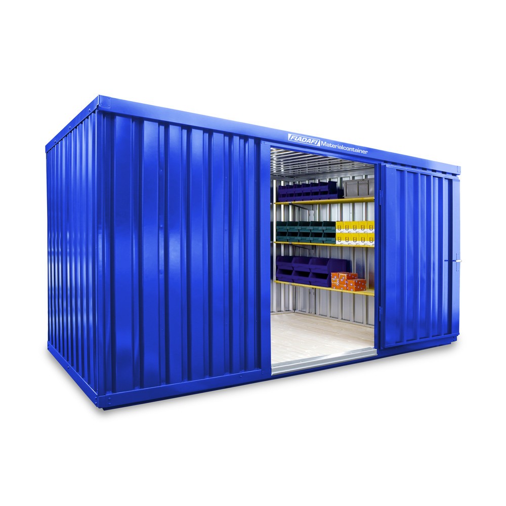 Product afbeelding: FLADAFI® materiaalcontainer als enkele module, geverfd, hxbxd 2.150 x 4.050 x 2.170 mm, gemonteerd, houten vloer, gentiaanblauw