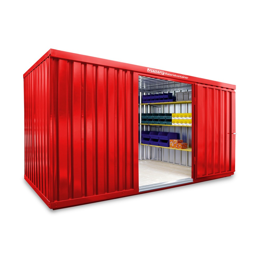 Product afbeelding: FLADAFI® materiaalcontainer als enkele module, geverfd, hxbxd 2.150 x 4.050 x 2.170 mm, gemonteerd, houten vloer, vuurrood