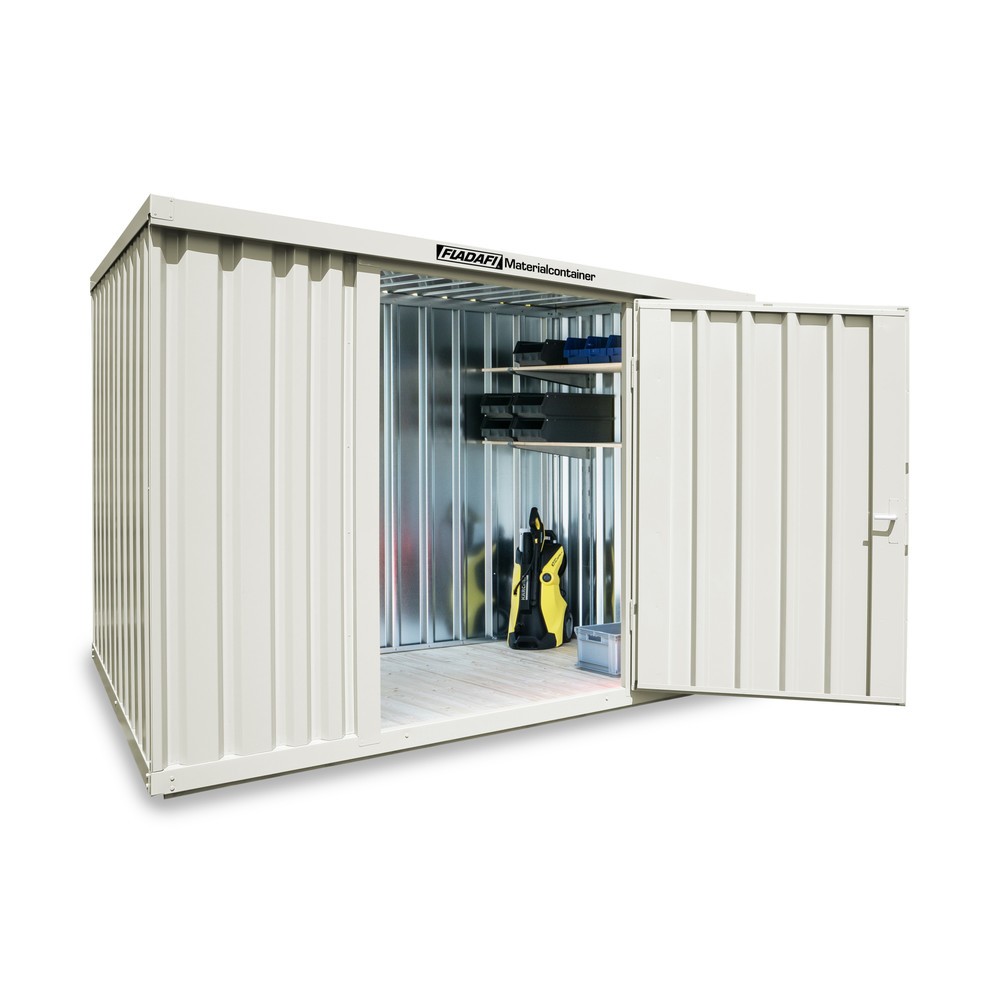 Product afbeelding: FLADAFI® materiaalcontainer als enkele module, geverfd, hxbxd 2.150 x 3.050 x 2.170 mm, gemonteerd, houten vloer, grijswit