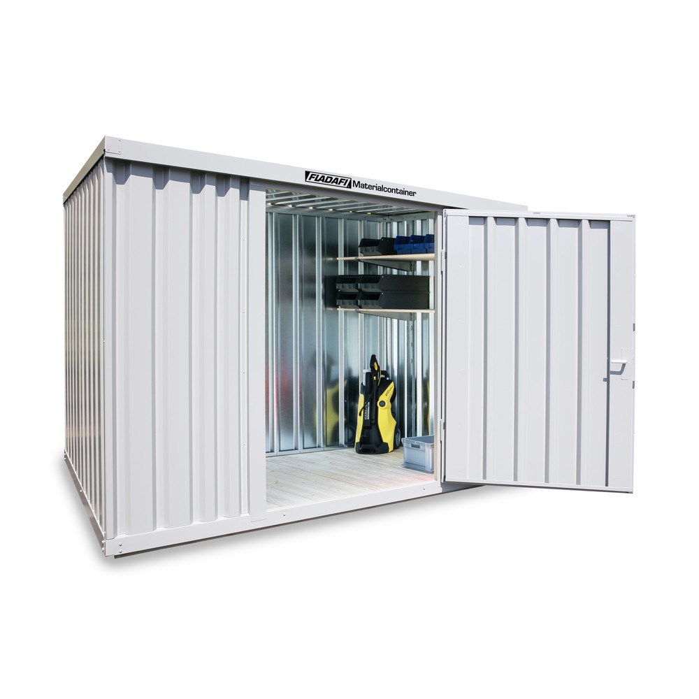 Product afbeelding: FLADAFI® materiaalcontainer als enkele module, geverfd, hxbxd 2.150 x 3.050 x 2.170 mm, gemonteerd, houten vloer, lichtgrijs