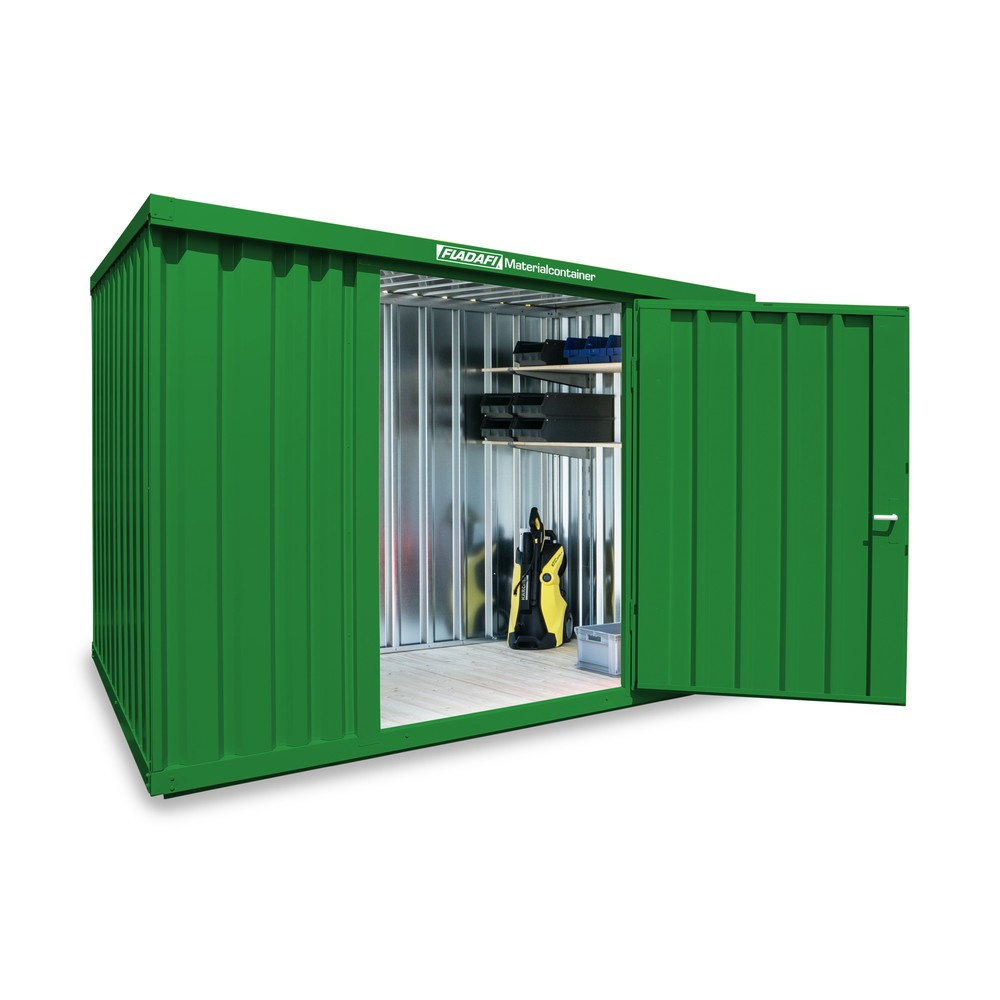Product afbeelding: FLADAFI® materiaalcontainer als enkele module, geverfd, hxbxd 2.150 x 3.050 x 2.170 mm, gemonteerd, houten vloer, grasgroen