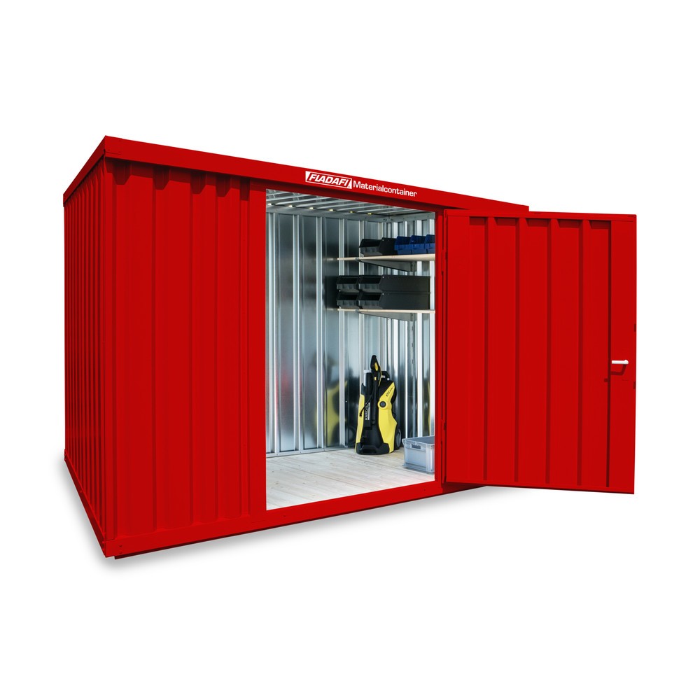 Product afbeelding: FLADAFI® materiaalcontainer als enkele module, geverfd, hxbxd 2.150 x 3.050 x 2.170 mm, gemonteerd, houten vloer, vuurrood