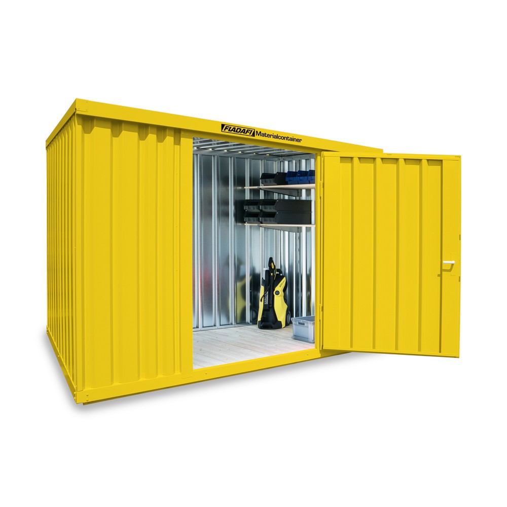 Product afbeelding: FLADAFI® materiaalcontainer als enkele module, geverfd, hxbxd 2.150 x 3.050 x 2.170 mm, gemonteerd, houten vloer, signaalgeel