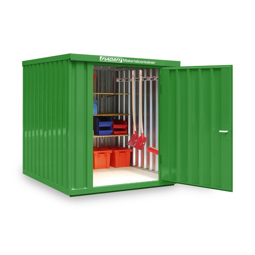 Product afbeelding: FLADAFI® materiaalcontainer als enkele module, geverfd, hxbxd 2.150 x 2.100 x 2.170 mm, gemonteerd, houten vloer, grasgroen