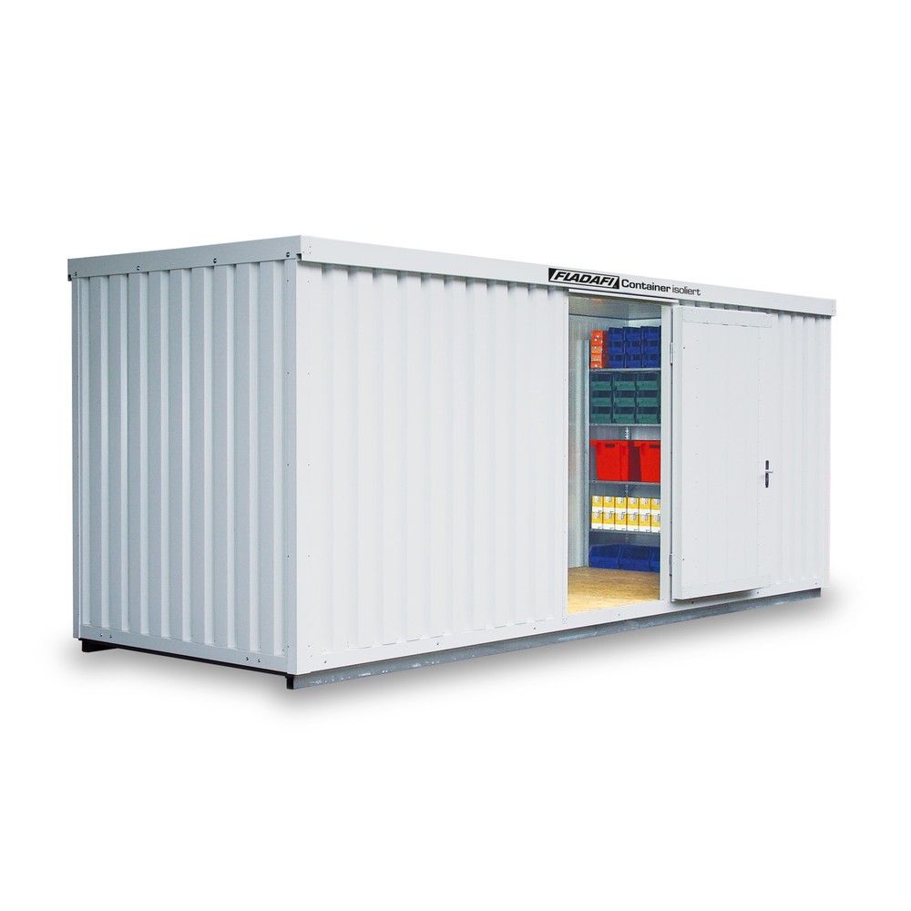 Product afbeelding: FLADAFI® materiaalcontainer, isoleert, 12 m², met geïsoleerde vloer, hxbxd 2.500 x 6.080 x 2.170 mm, enkele draaideur, gecentreerd aan de voorzijde