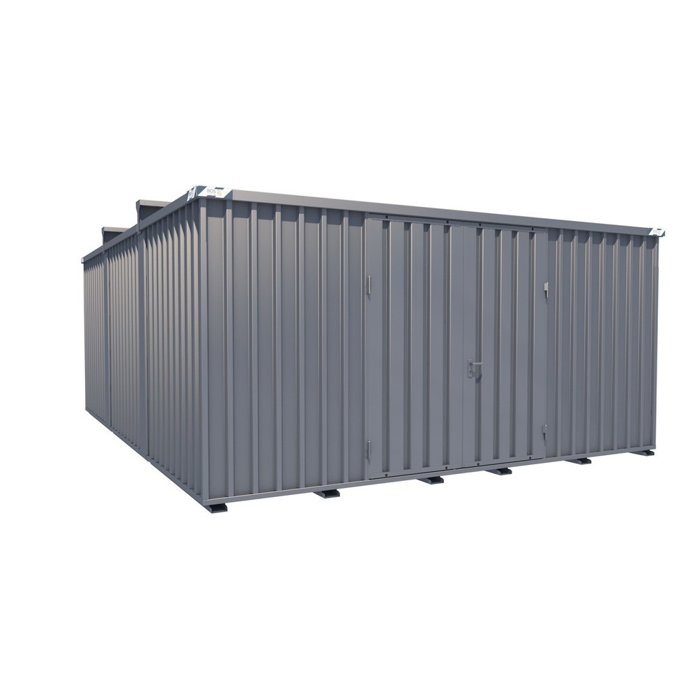 Produktabbildung: BOS® Materialcontainer Kombination, HxBxT 2.660 x 6.560 x 5.100 mm, zerlegt, Holzfußboden, verzinkt