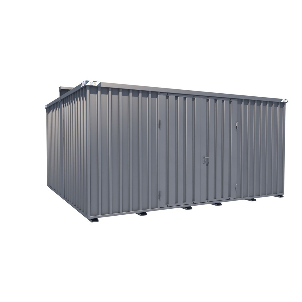 Produktabbildung: BOS® Materialcontainer Kombination, HxBxT 2.660 x 4.330 x 5.100 mm, zerlegt, Holzfußboden, verzinkt