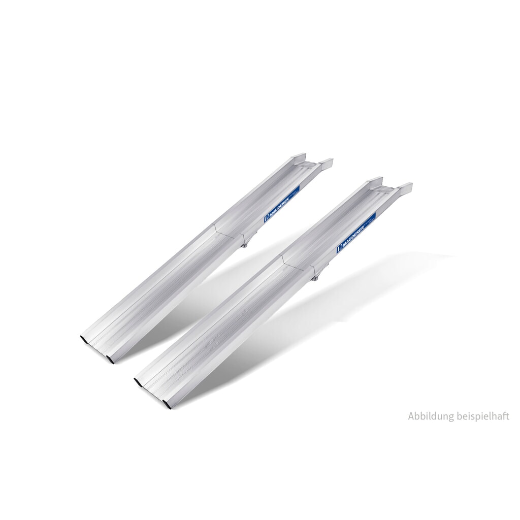MAUDERER® Klappbare Verladeschienen SuperLeicht AK, mit beidseitigem Rand, für leichtere Ladegüter, Tragkraft/Paar 800 kg, LxB 1.500 x 250 mm Produktabbildung: MAUDERER® Klappbare Verladeschienen SuperLeicht AK, mit beidseitigem Rand, für leichtere Ladegüter, Tragkraft/Paar 800 kg, LxB 1.500 x 250 mm