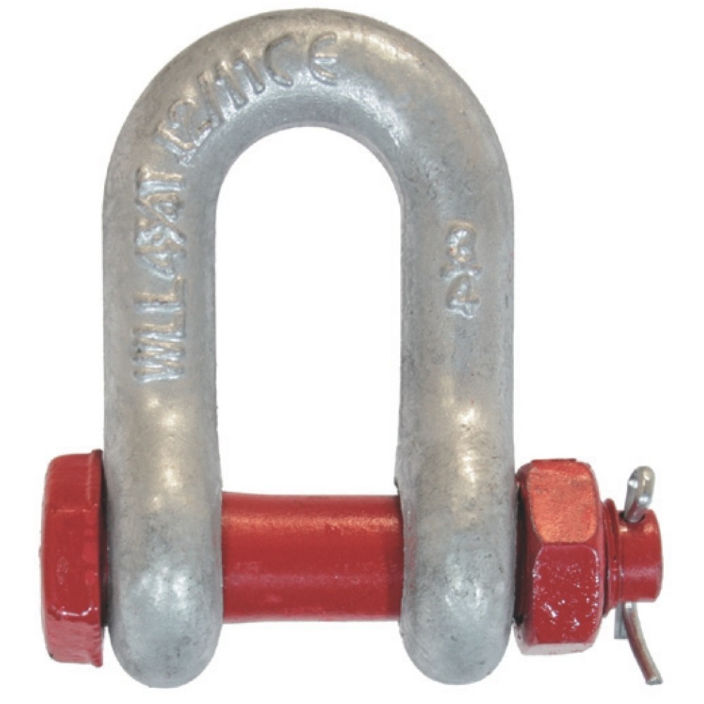 Produktabbildung: McBULL® Schäkel, hochfest, gerade Form, mit Mutter und Splint, Nenngröße 5/8", Tragkraft 3.250 kg