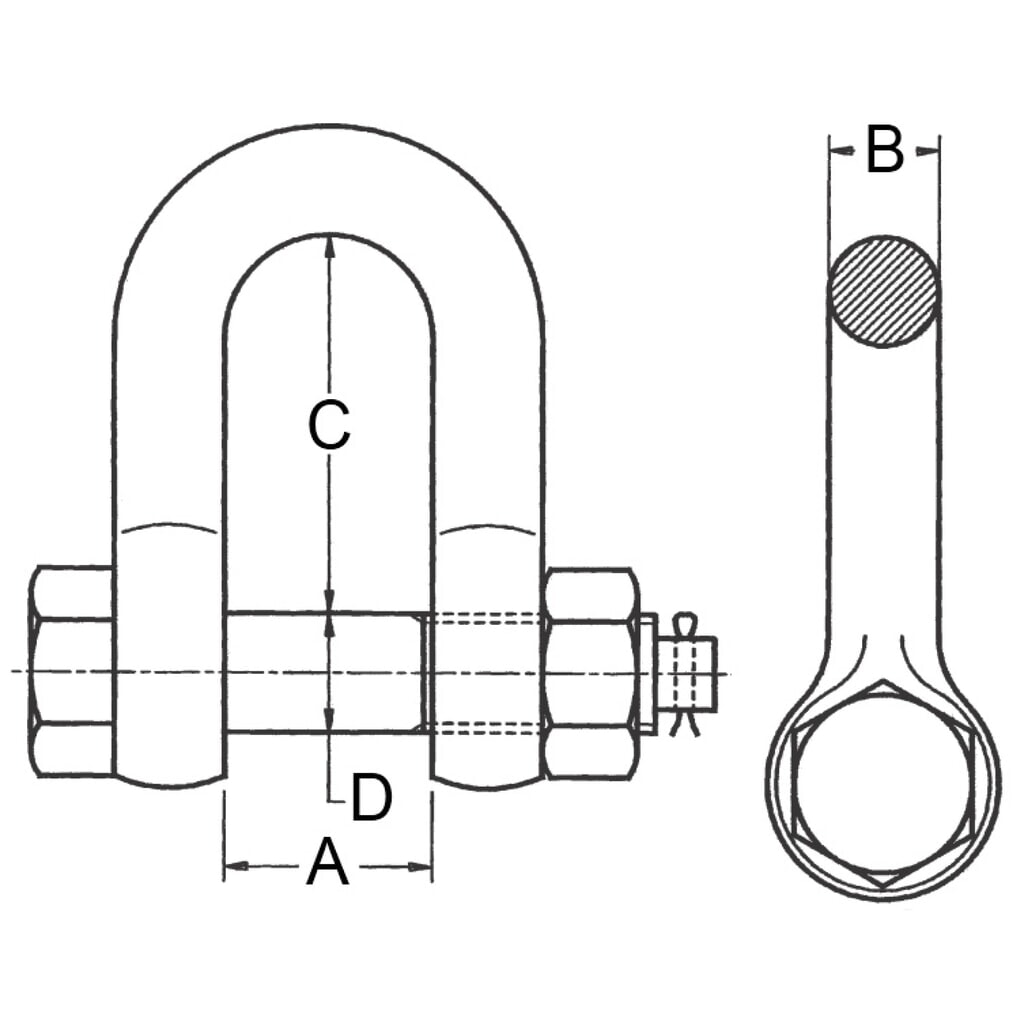 Produktabbildung Nr. 2: McBULL® Schäkel, hochfest, gerade Form, mit Mutter und Splint, Nenngröße 3/8", Tragkraft 1.000 kg