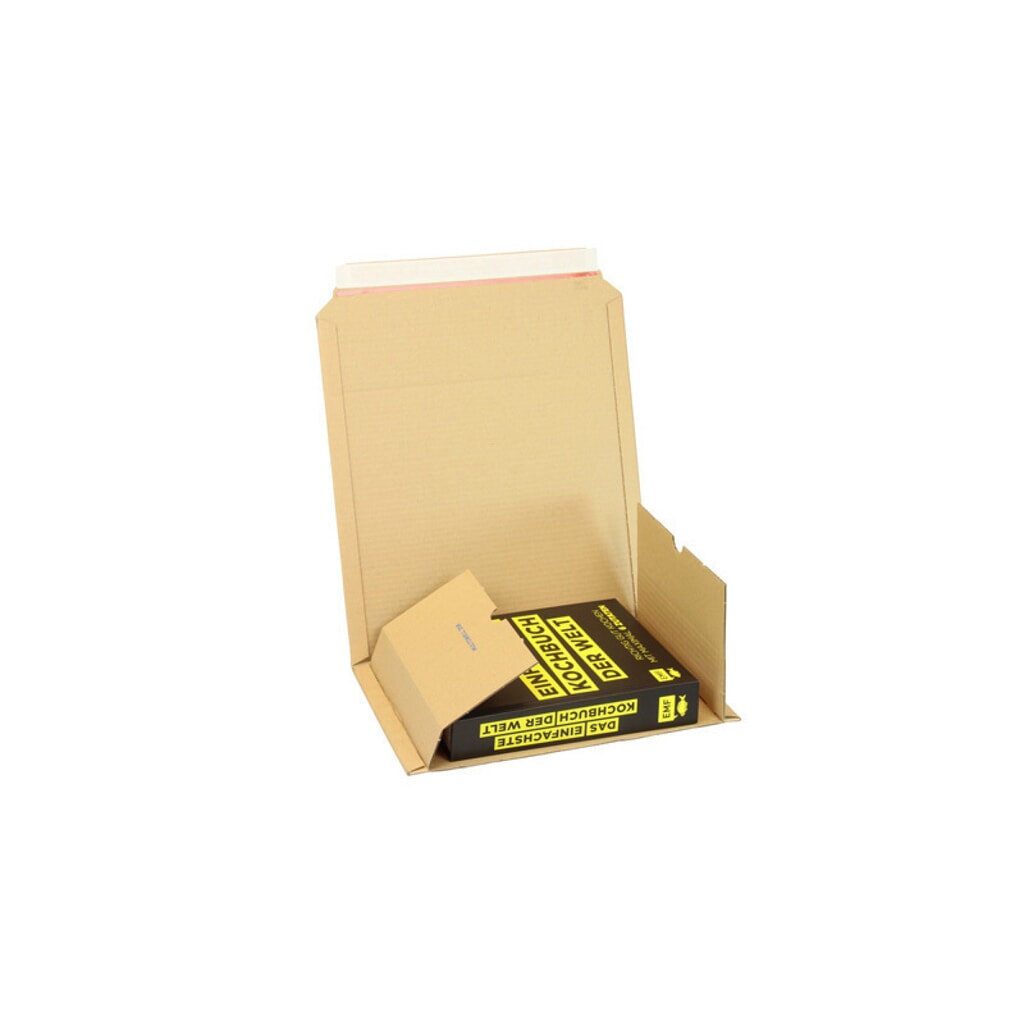 Produktabbildung: Medienkarton Wellpappe, 1-wellig, Innenmaß LxBxH 302 x 215 x 20-75 mm, für DIN A5