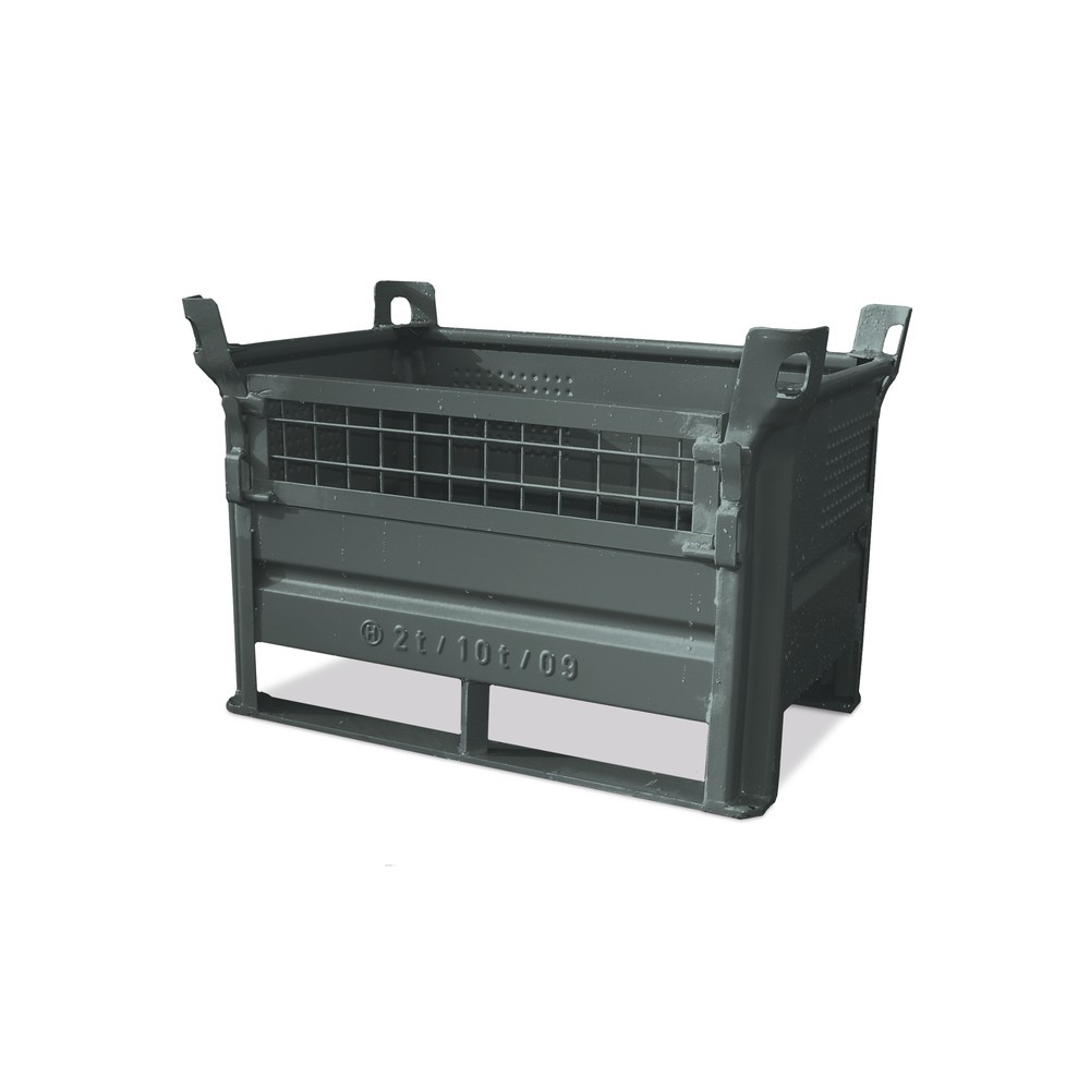 Productafbeelding nr. 2: Meerprijs ½ roosterklep voor stapelbak HESON®, met skids, capaciteit 500 kg, bxd 1.200 x 1.000 mm