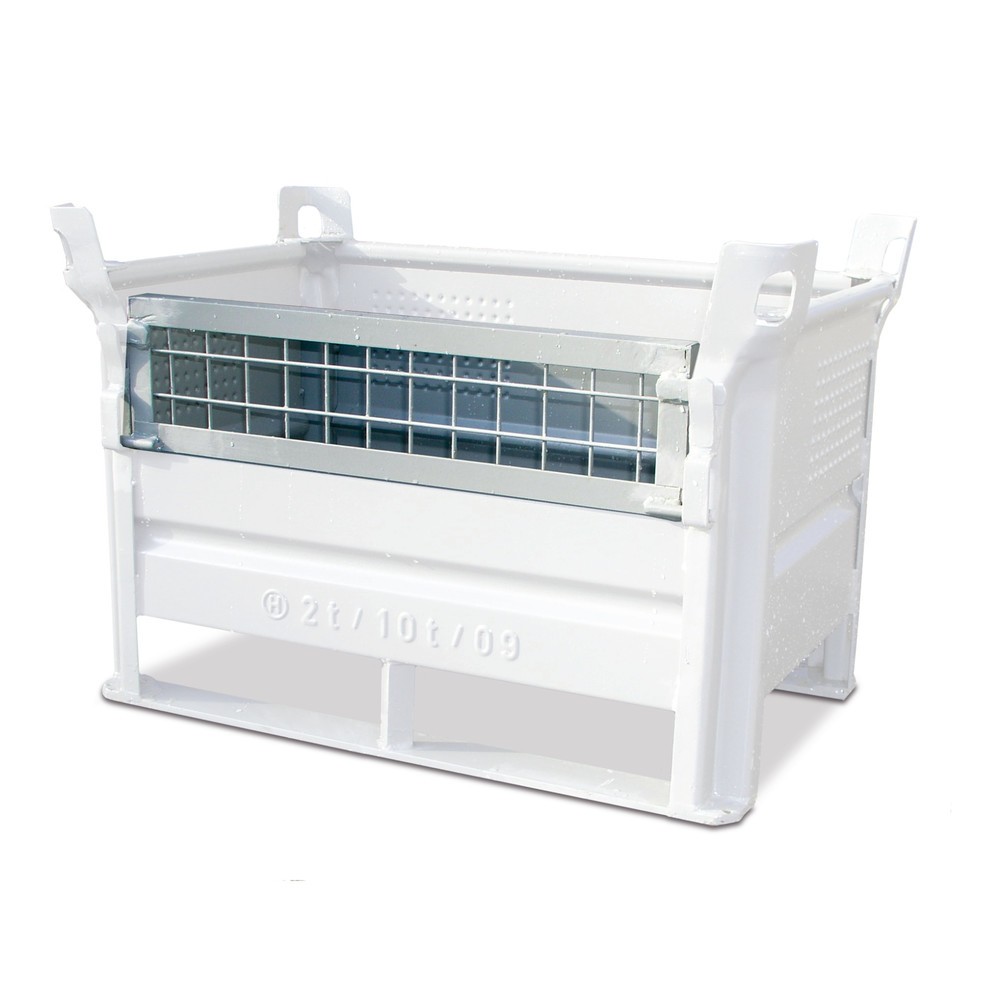 Product afbeelding: Meerprijs ½ roosterklep voor stapelbak HESON®, met skids, capaciteit 500 kg, bxd 800 x 500 mm