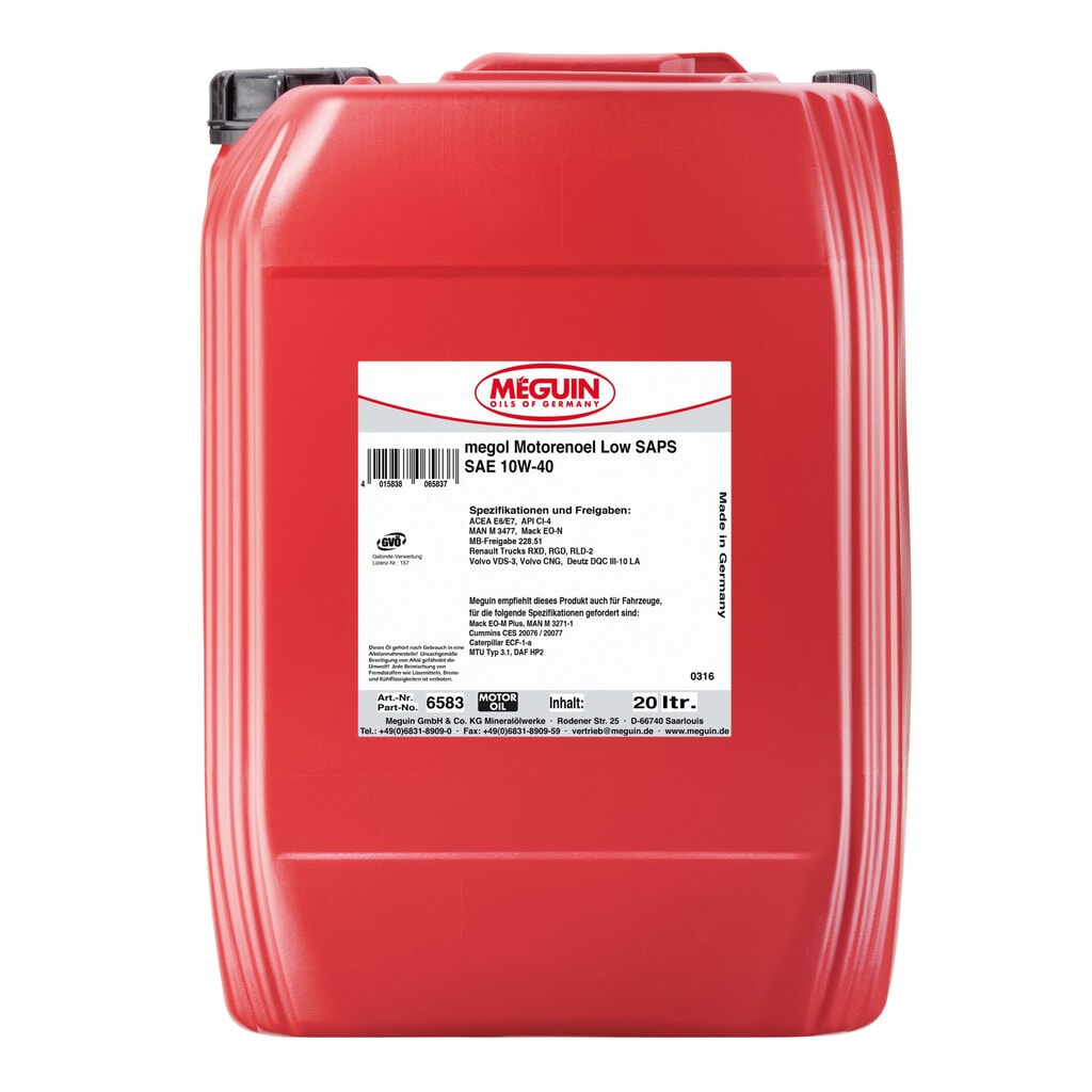 MEGUIN Motorenoel Low SAPS SAE 10W-40 20 l Produktabbildung: MEGUIN Motorenoel Low SAPS SAE 10W-40 20 l