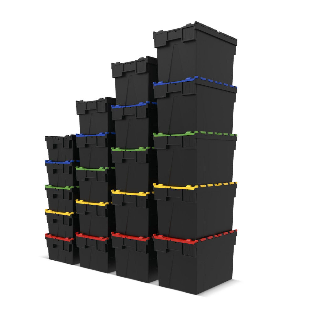 Produktabbildung Nr. 6: Alpha Eurobox aus PP-Regranulat mit Klappdeckel, schwarz, 77 Liter, HxBxT 400 x 600 x 400 mm