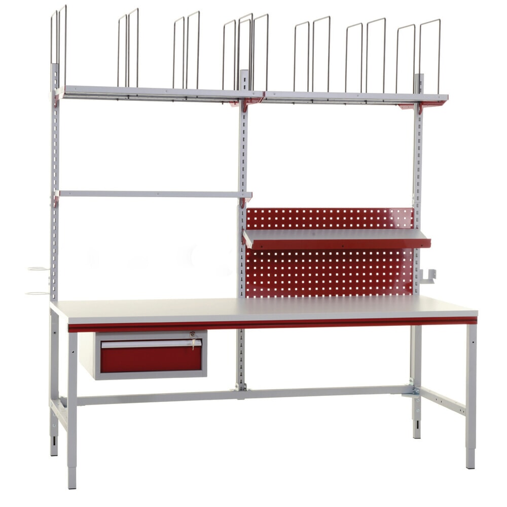 Número de imagen del producto 8: Rocholz mesa de embalaje ajustable en altura manualmente FLEX+, con amplio paquete de accesorios, Al x An x F 690-960 x 2.000 x 800 mm