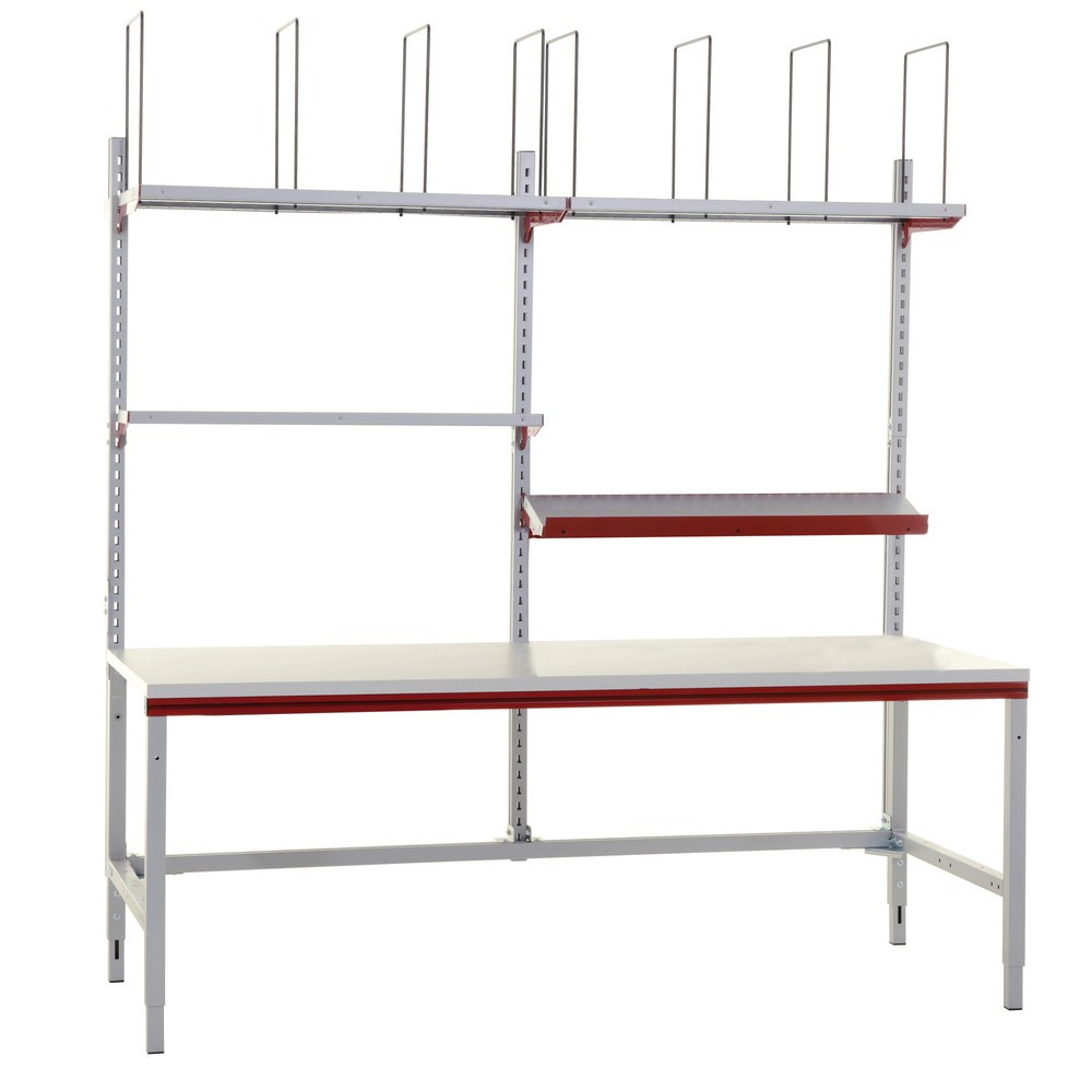 Número de imagen del producto 5: Rocholz mesa de embalaje ajustable en altura manualmente FLEX, con estantes y separadores de compartimentos, Al x An x F 690-960 x 2.000 x 800 mm